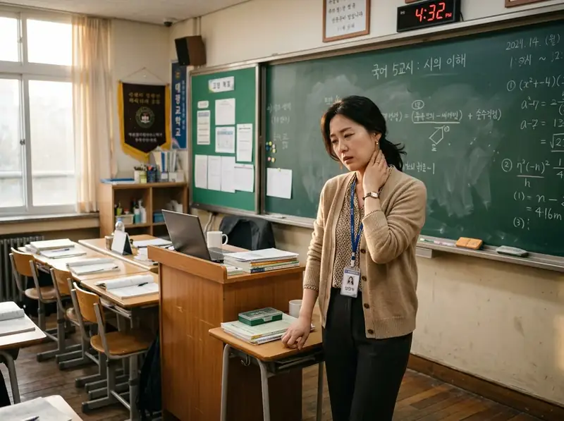 발표로 성대를 무리하게 쓰는 모습